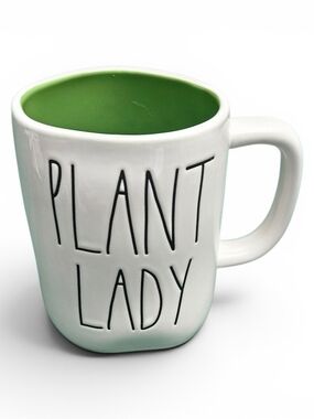 Rae Dunn White Ceramic 'Plant Lady' Mug with Green Interior